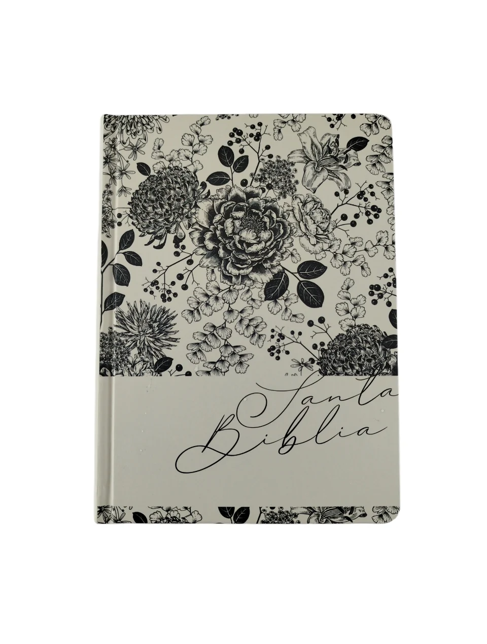 Biblia de Apuntes RVR 1960 Tapa dura, Blanco y negro con flores (Edición cantos pintados)