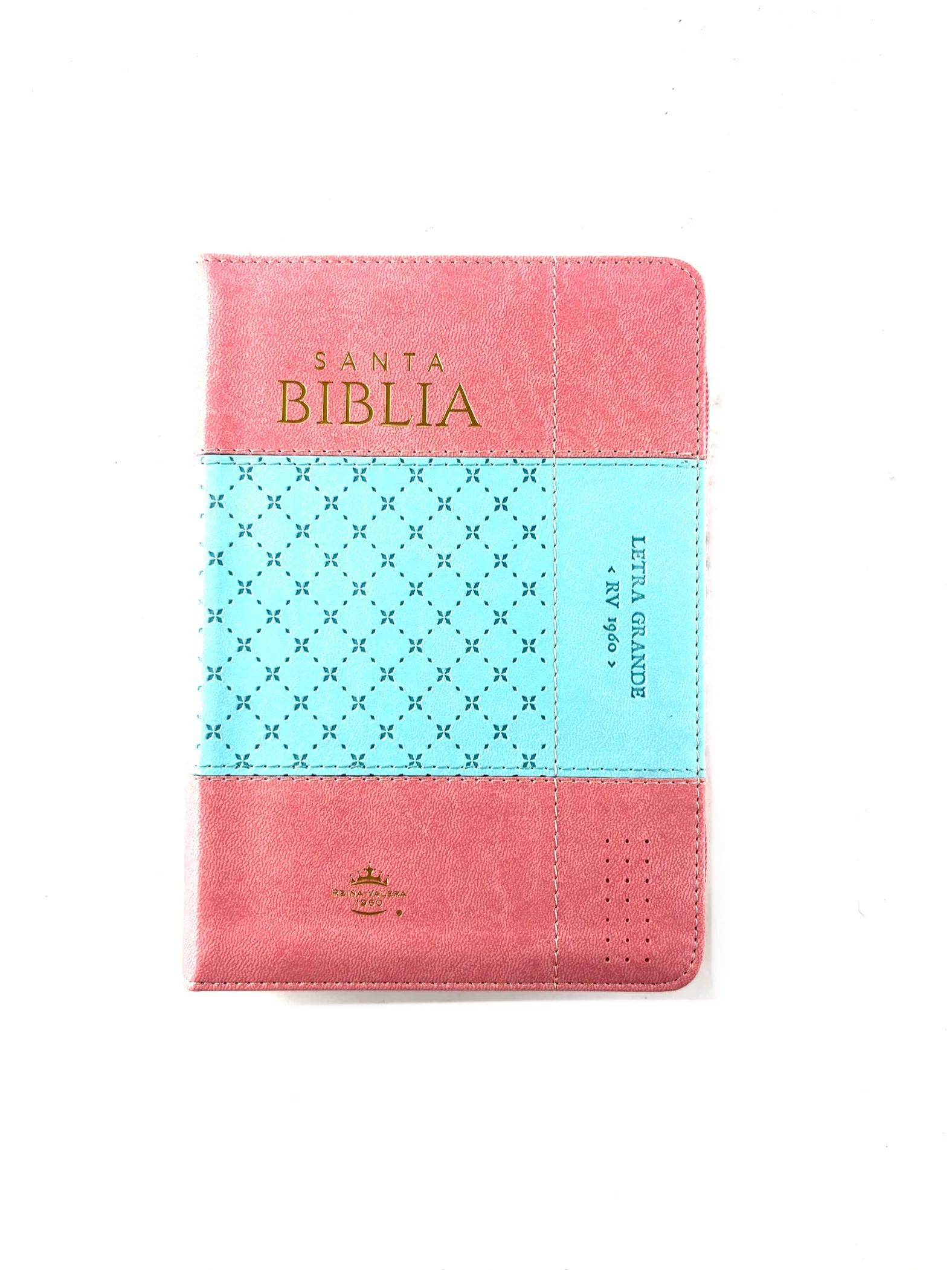 Biblia rvr 1960 bitono celeste- palo de rosa letra grande con cierre e índice