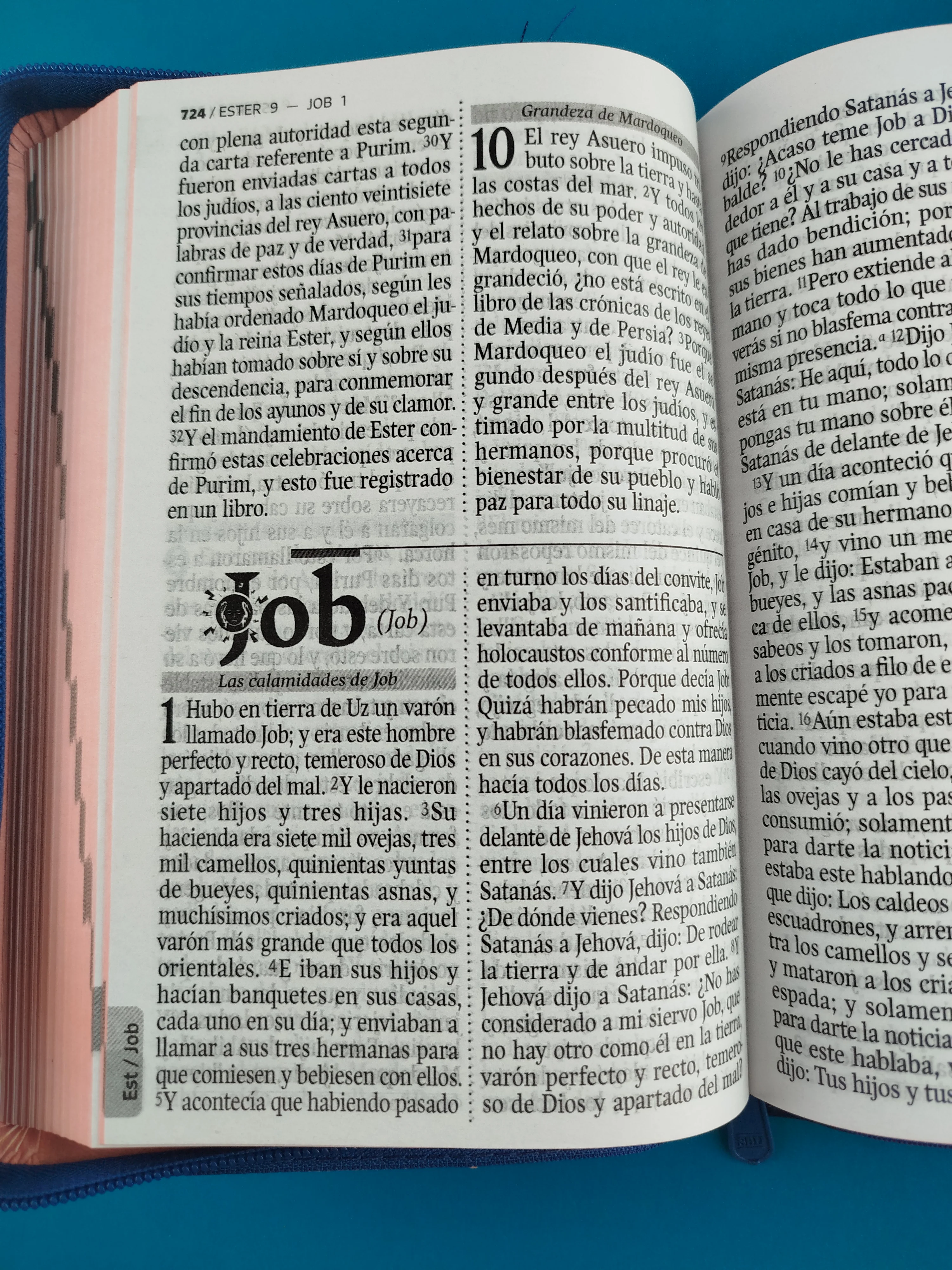 Biblia rvr 1960 letra gigante con forro azul oscuro - rosa - Image 3