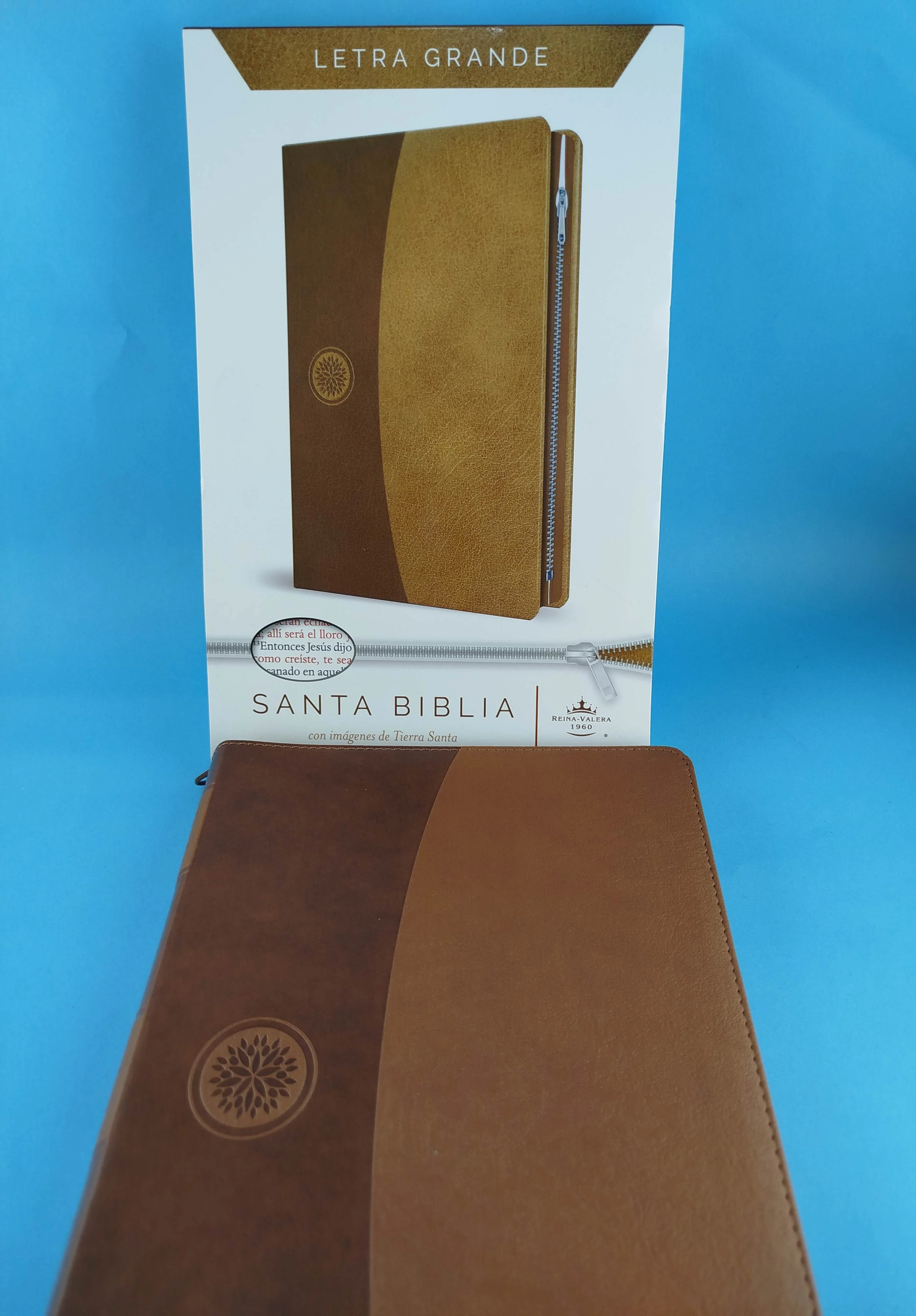 Biblia rvr 1960 letra grande tipo agenda marrón miel con cierre e imágenes de la tierra santa - Image 4