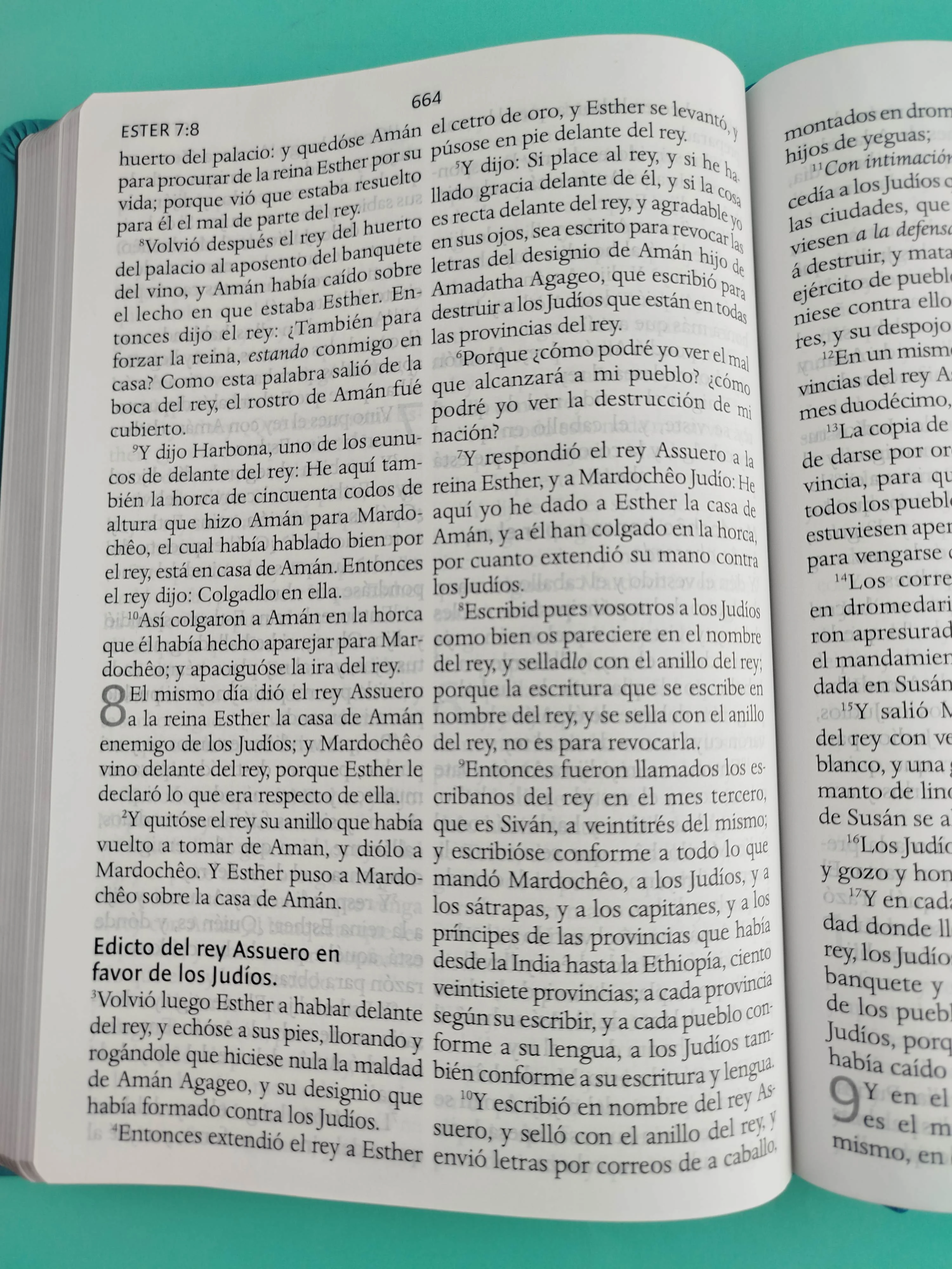 Biblia rvr 1960 letra super gigante aguamarina sin cierre borde plateado - Image 3