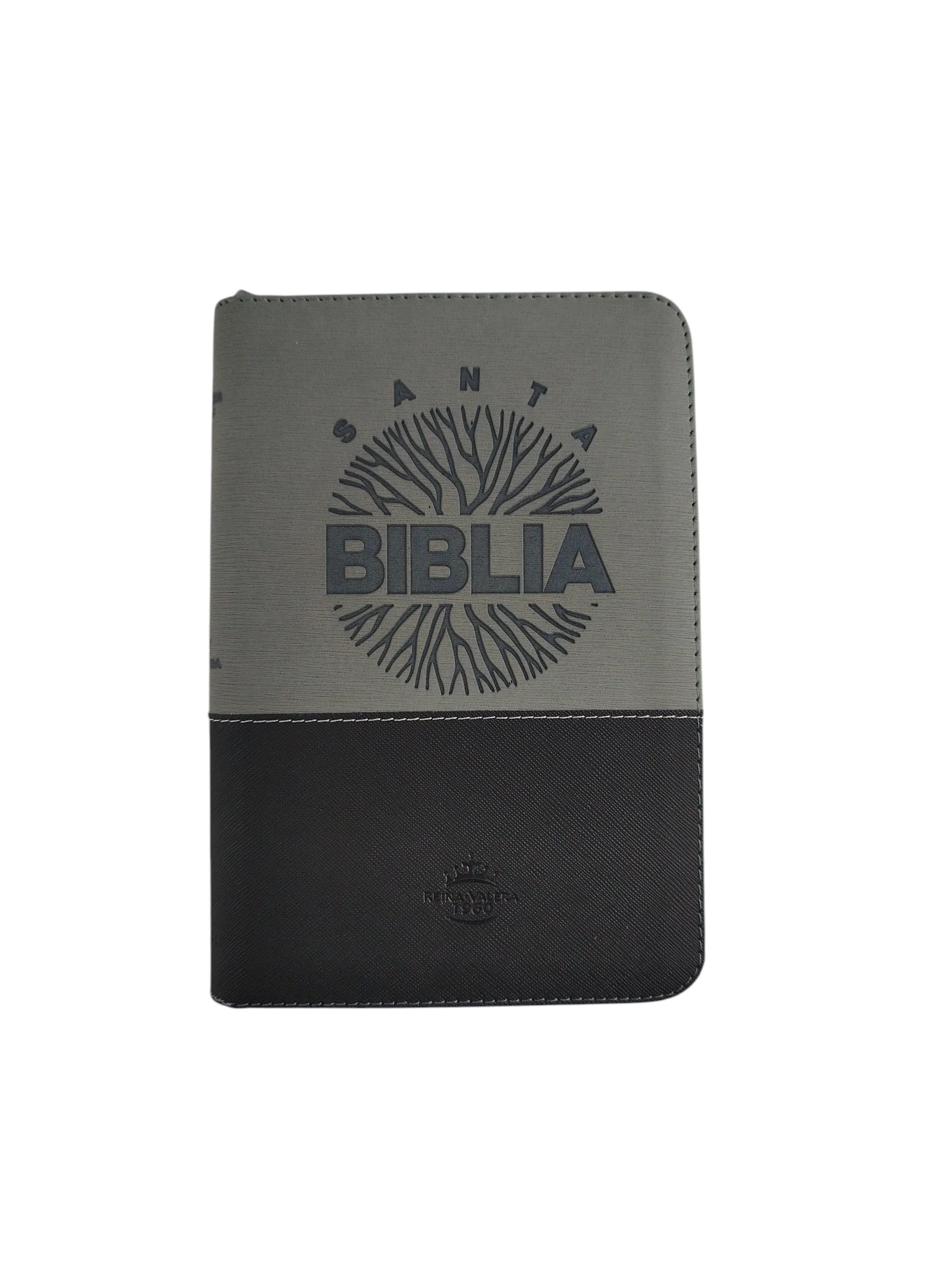 Biblia rvr con índice Gris negra canto plateado