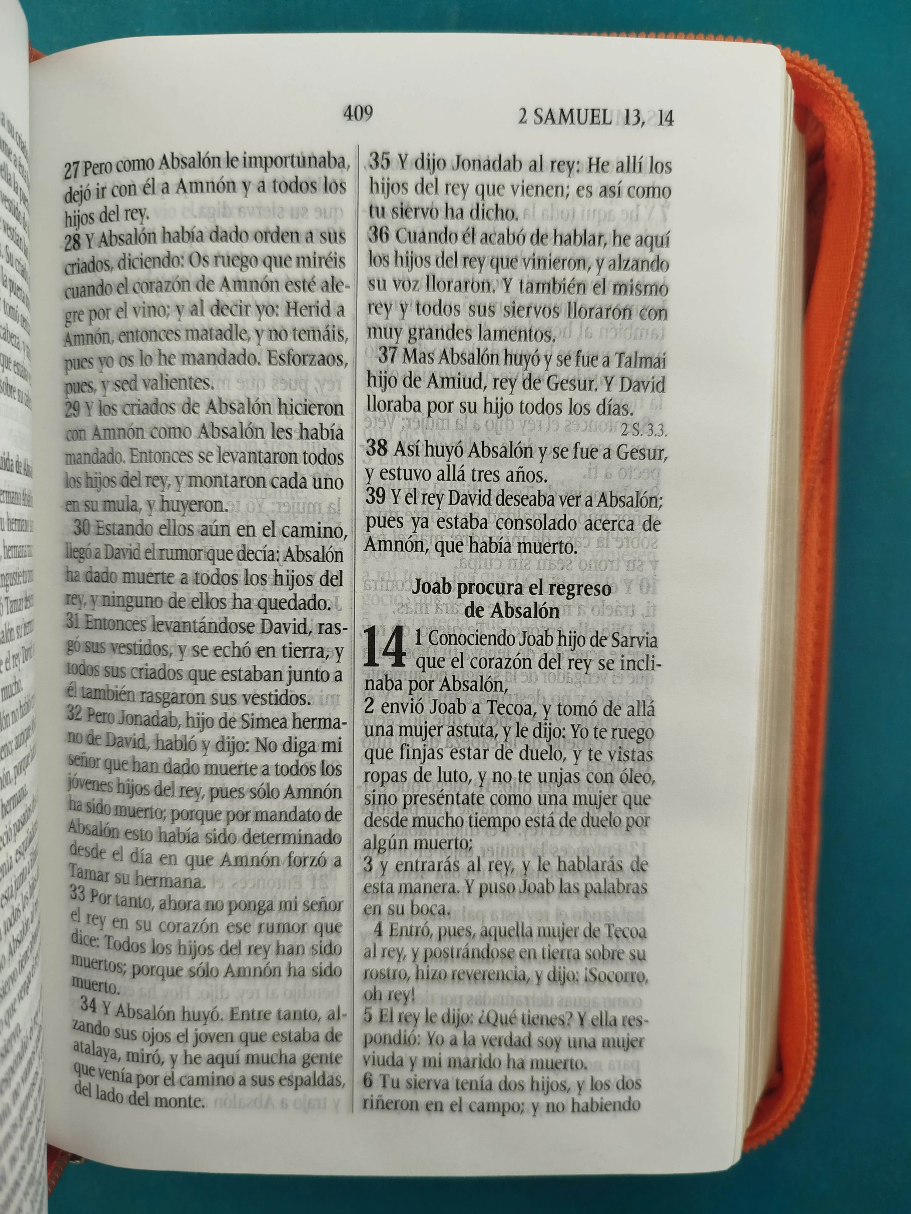 Biblia troquelada cosida naranja beige - Image 4