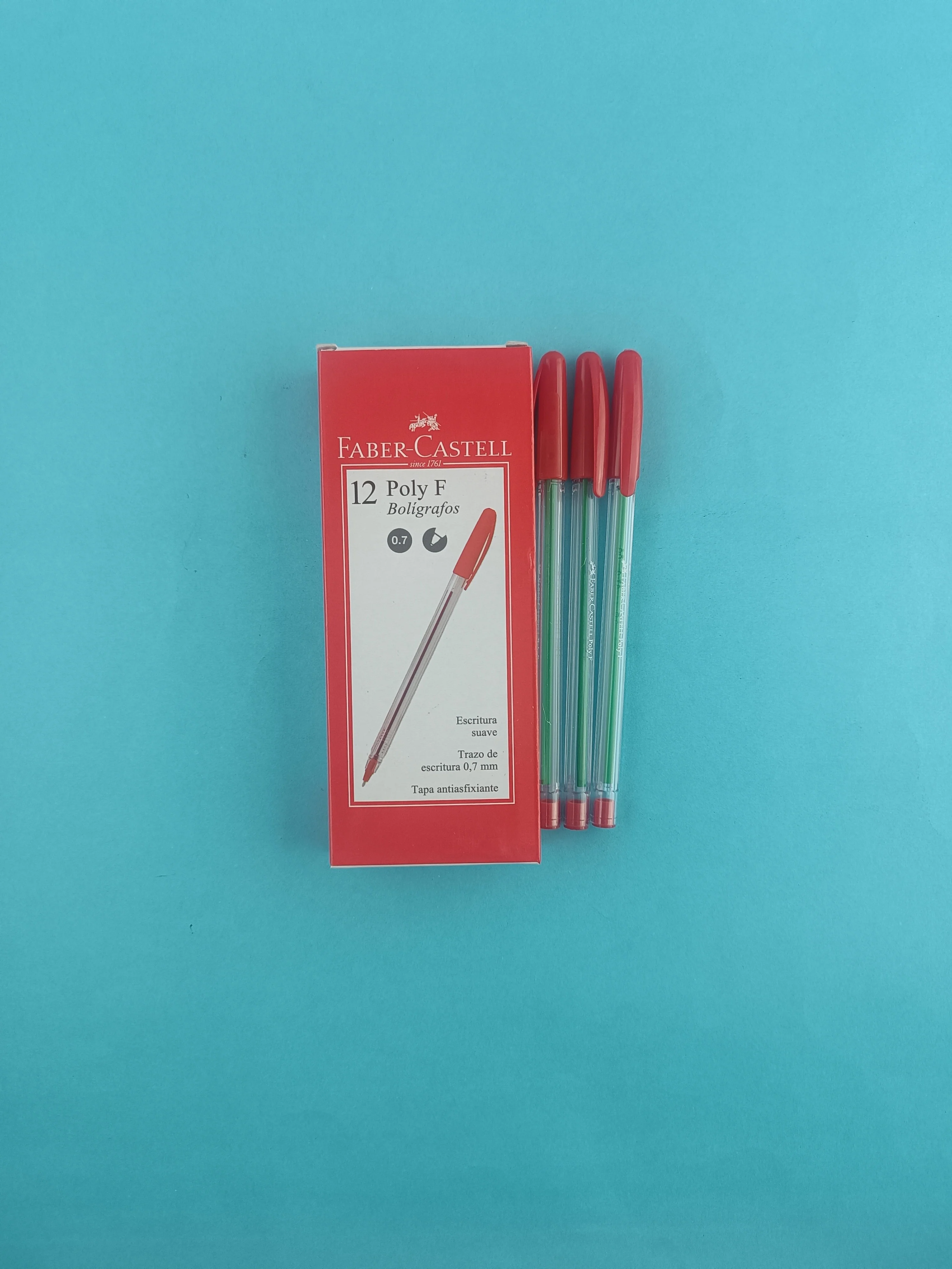Bolígrafo Faber Castell poly F rojo 0.7 caja x12