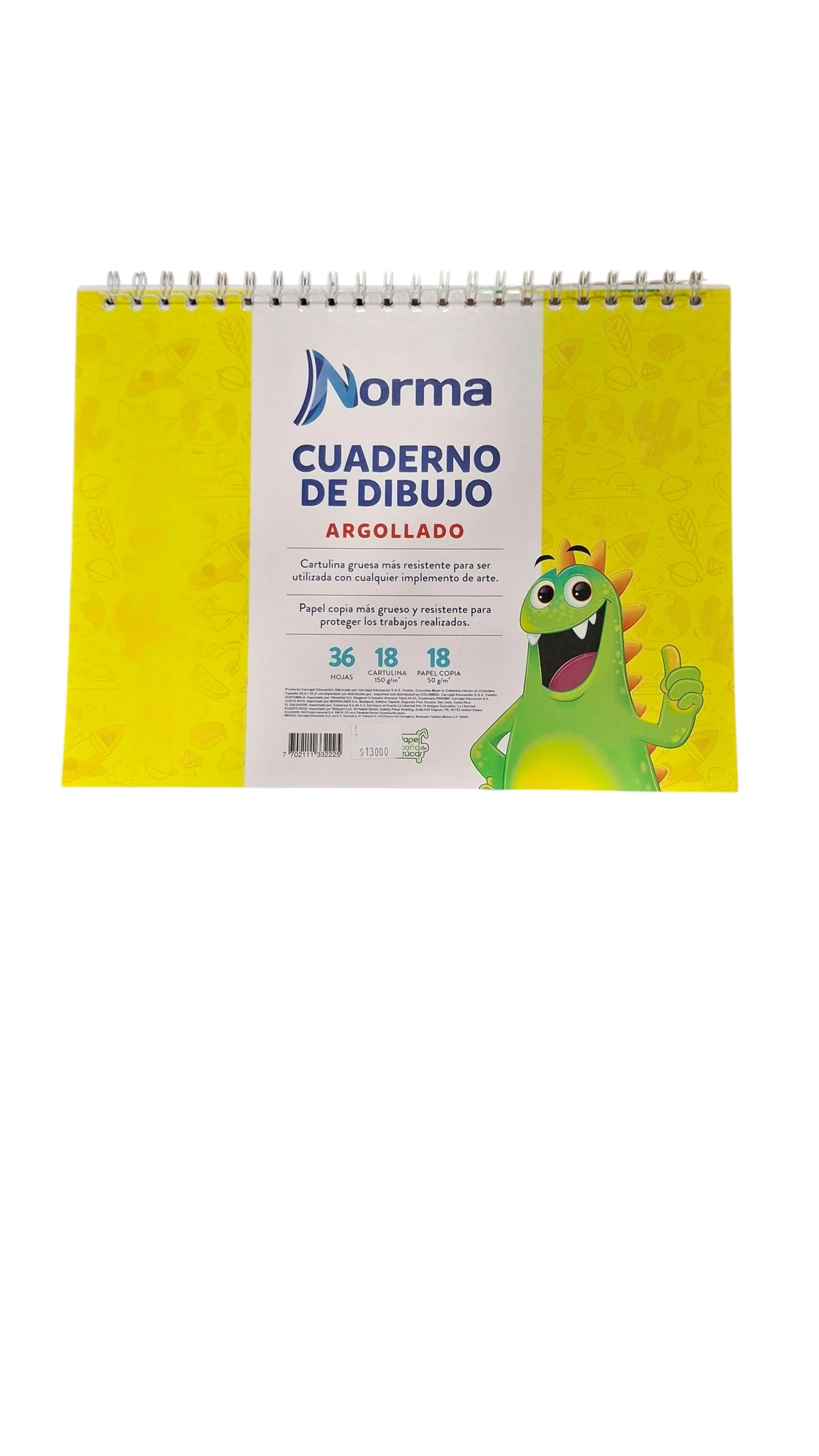 Cuaderno de dibujo argollado norma 36 hoj
