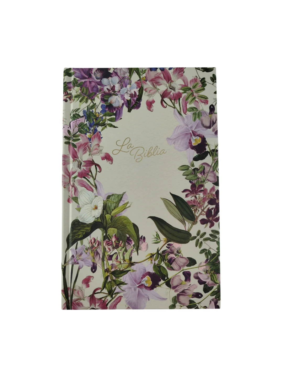 La Biblia Católica: Edición letra grande. Tapa dura, morada con flores